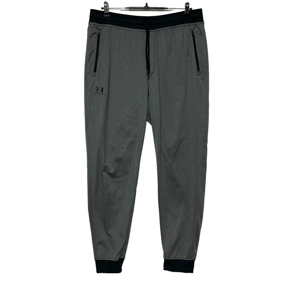 Under Armour Joggers Mens XL Gray Black 34x30 Coldgear Fleece Lined Sweatpants - Picture 1 of 9